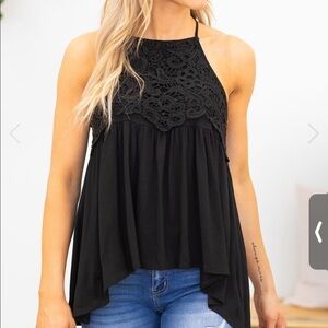 NWOT Filly Flair Black Crochet Blouse Size Small